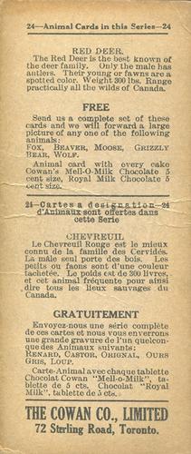 1920 Cowan’s Chocolates Animals (V2) #15 Deer Back