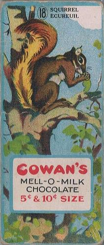 1920 Cowan’s Chocolates Animals (V2) #18 Squirrel Front