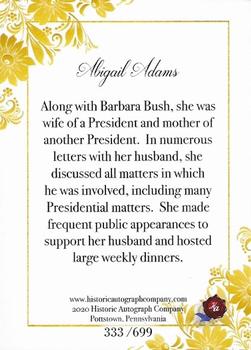 2020 Historic Autographs POTUS The First 36 - First Ladies #NNO Abigail Adams Back