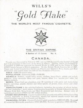 1930 Wills's The British Empire #4 Canada Back