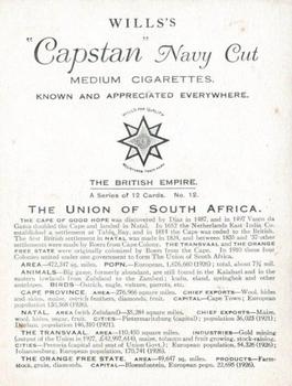 1930 Wills's The British Empire #12 Union of South Africa Back