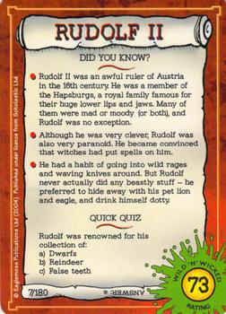 2002-05 Horrible Histories Wild 'n' Wicked #7 Rudolf II Back