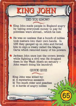 2002 Horrible Histories Wild 'n' Wicked #17 King John Back