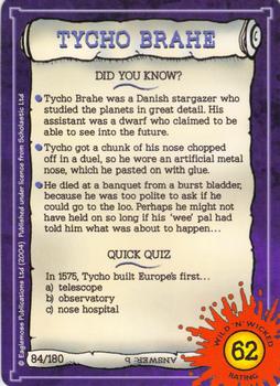 2002 Horrible Histories Wild 'n' Wicked #84 Tycho Brahe Back