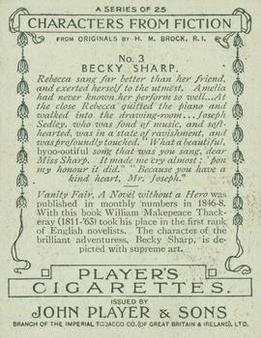 1933 Player’s Characters From Fiction #3 Becky Sharp Back