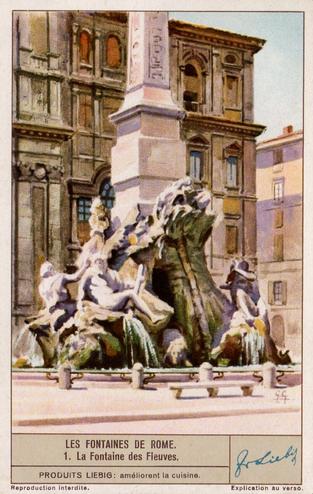 1938 Liebig Les Fontaines de Rome (The Fountains of Rome) (French Text) (F1367, S1376) #1 La Fontaine des Fleuves Front