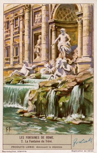 1938 Liebig Les Fontaines de Rome (The Fountains of Rome) (French Text) (F1367, S1376) #2 La Fontaine de Trevi Front