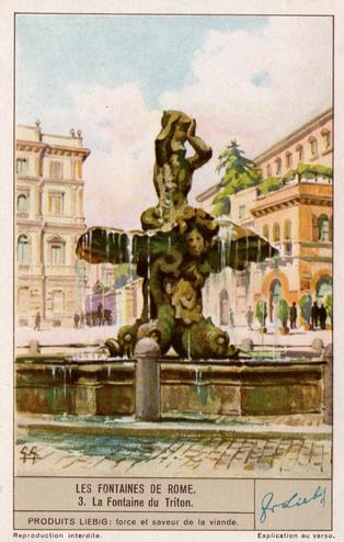 1938 Liebig Les Fontaines de Rome (The Fountains of Rome) (French Text) (F1367, S1376) #3 La Fontaine du Triton Front