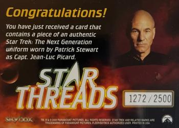 2000 SkyBox Star Trek The Next Generation Profiles - Star Threads #NNO Captain Jean-Luc Picard Back