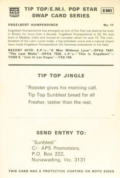 1972 Tip Top/EMI Pop Stars #11 Engelbert Humperdinck Back