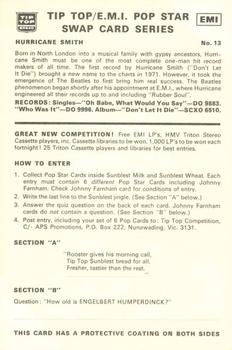 1972 Tip Top/EMI Pop Stars #13 Hurricane Smith Back