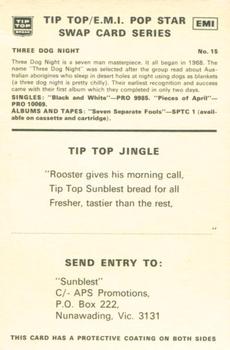 1972 Tip Top/EMI Pop Stars #15 Three Dog Night Back