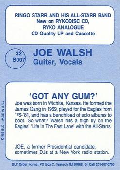 1989 Big League Cards Ringo Starr & His All-Star Band #32 B007 Joe Walsh Back