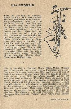 1959 Maple Leafs Gum Sax Set (V417) #3. ELLA FITZGERALD Back