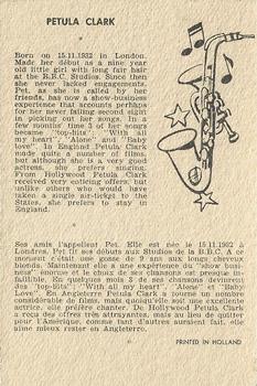 1959 Maple Leafs Gum Sax Set (V417) #11. PETULA CLARK Back