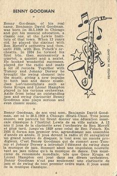 1959 Maple Leafs Gum Sax Set (V417) #17. BENNY GOODMAN Back