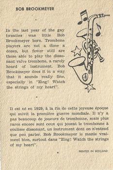 1959 Maple Leafs Gum Sax Set (V417) #20. Bob Brookmeyer Back