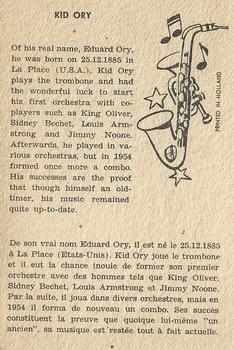 1959 Maple Leafs Gum Sax Set (V417) #21. Kid Ory Back