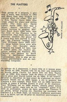 1959 Maple Leafs Gum Sax Set (V417) #22. THE PLATTERS Back