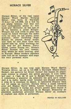 1959 Maple Leafs Gum Sax Set (V417) #23. HORACE SILVER Back