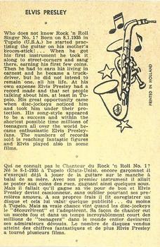 1959 Maple Leafs Gum Sax Set (V417) #27. ELVIS PRESLEY Back