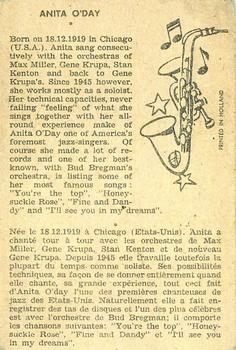 1959 Maple Leafs Gum Sax Set (V417) #49. Anita O'Day Back