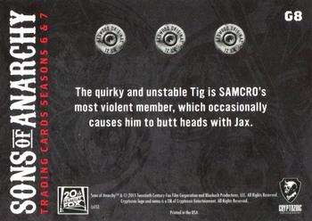 2015 Cryptozoic Sons of Anarchy Seasons 6-7 - Gallery #G8 Tig Trager Back