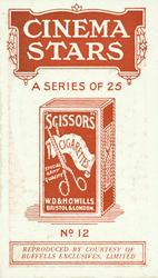 1916 Scissors Cinema Stars (Red Surround) #12 Valli Valli Back
