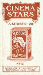 1916 Scissors Cinema Stars (Red Surround) #13 Florence LaBadie Back