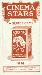 1916 Scissors Cinema Stars (Red Surround) #16 Martha Hedman Back