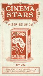 1916 Scissors Cinema Stars (Red Surround) #25 Marguerite Courtot Back