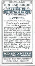 1915 Wills's British Birds #3 Hawfinch Back