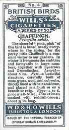 1915 Wills's British Birds #4 Chaffinch Back