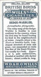 1915 Wills's British Birds #26 Sedge Warbler Back