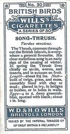 1915 Wills's British Birds #30 Song-Thrush Back