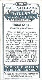 1915 Wills's British Birds #34 Redstart Back