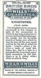 1915 Wills's British Birds #48 Kingfisher Back