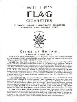 1929 Wills's Cities of Britain #8 Liverpool Back