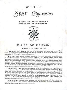 1929 Wills's Cities of Britain #12 York Back