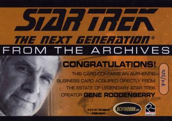 2011 Rittenhouse The Complete Star Trek: The Next Generation Series 1 - Incentive Cards #NNO Gene Roddenberry Back