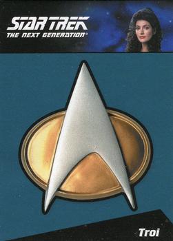 2012 Rittenhouse The Complete Star Trek: The Next Generation Series 2 - Communicator Pin Cards #CP4 Marina Sirtis /  Counselor Deanna Troi Front