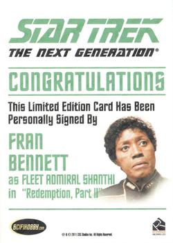 2012 Rittenhouse The Complete Star Trek: The Next Generation Series 2 - Autographs #NNO Fran Bennett Back
