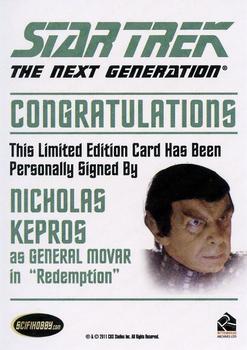 2012 Rittenhouse The Complete Star Trek: The Next Generation Series 2 - Autographs #NNO Nicholas Kepros Back