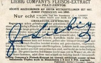 1890 Liebig Wassernixen (Water Nymphs) (German Text) (F289, S286) #1 Wassernixen Back