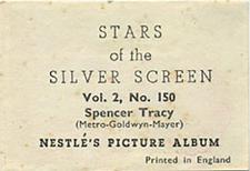 1936-37 Nestle Stars of the Silver Screen Volume 2 #150 Spencer Tracy Back