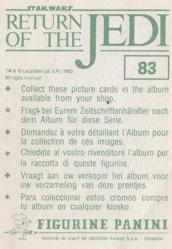 1983 Panini Star Wars: Return of the Jedi Album Stickers #83 Boba fights Lando, top left Back