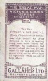 1915-16 Gallaher The Great War Victoria Cross Heroes #114 Edward N. Mellish Back