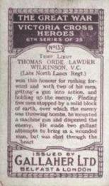 1915-16 Gallaher The Great War Victoria Cross Heroes #133 Thomas Orde Lawder Wilkinson Back