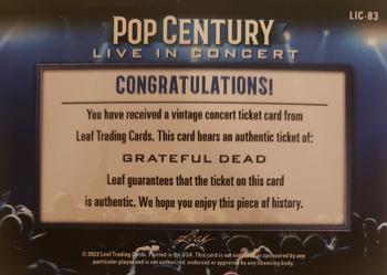 2022 Leaf Metal Pop Century - Live In Concert Ticket Relics #LIC-83 Grateful Dead Back