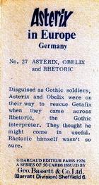 1976 Geo. Bassett  & Co. Ltd. Asterix in Europe #27 Asterix, Obelix and Rhetoric Back